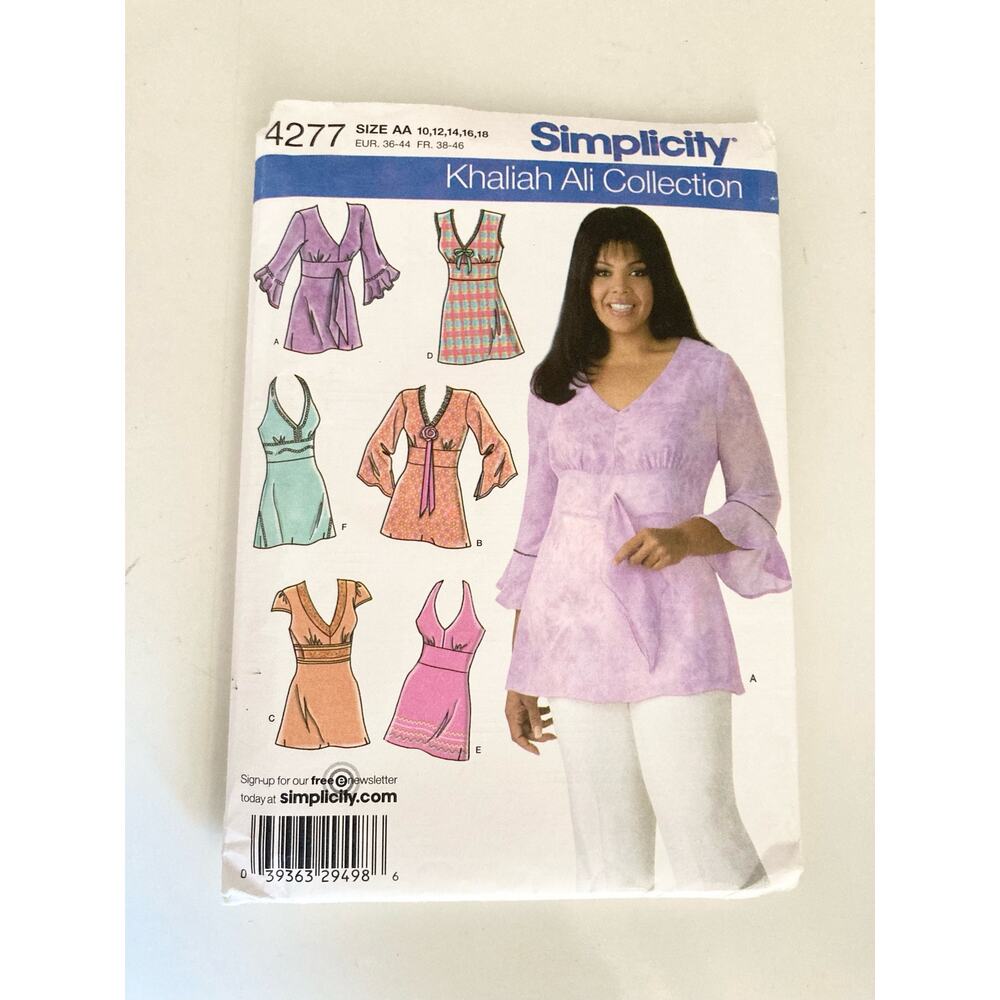 Simplicity 4277 Sewing Pattern Size 10-18  Women's Top Khaliah Ali Uncut
